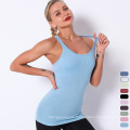 Womens Tank Tops Muscle Shirts Fitted Racer Back Tank Top Soft Ribbed 2 In 1 Yoga Tops With Built In Bra